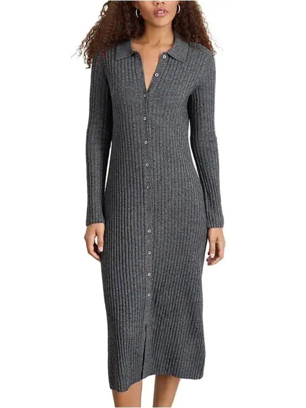 Alex Mill Alice Ribbed Sweater Midi Dress Gray Wool Cashmere XS